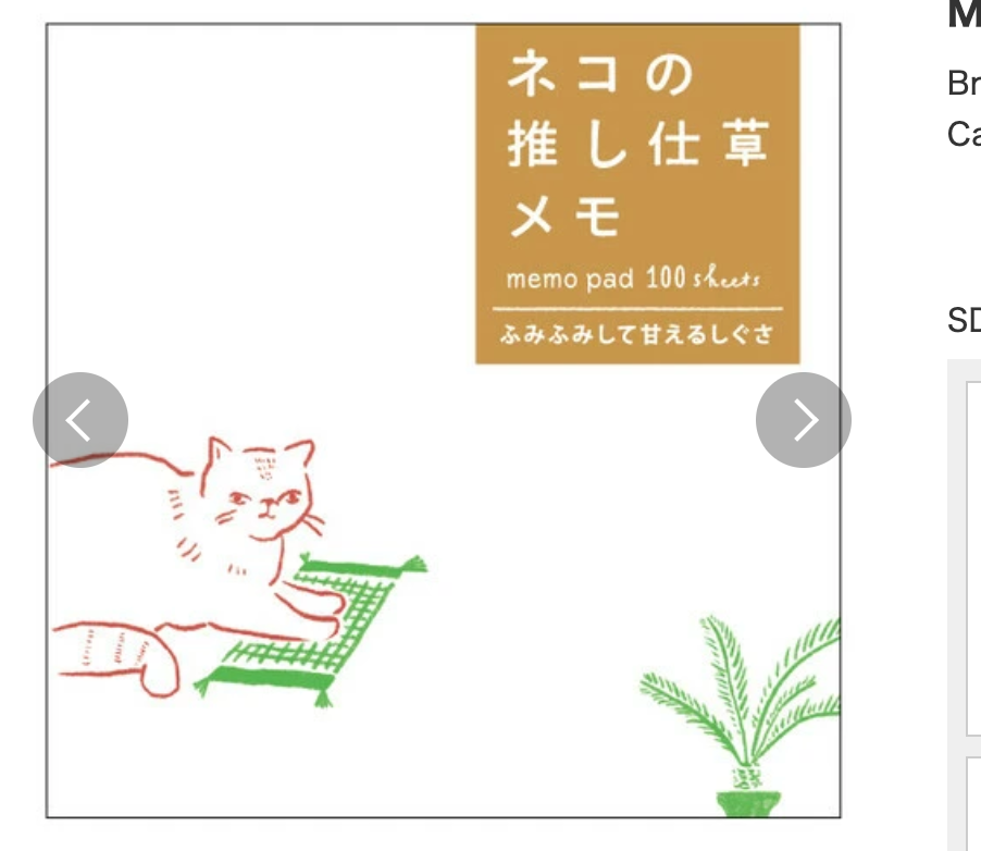 Green cat line art/ in Box Memo Pad